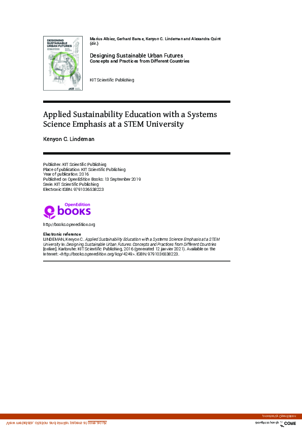 (PDF) Applied Sustainability Education with a Systems Science Emphasis ...