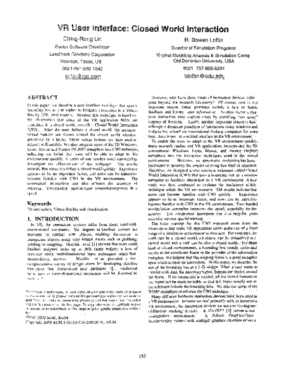 (PDF) VR user interface