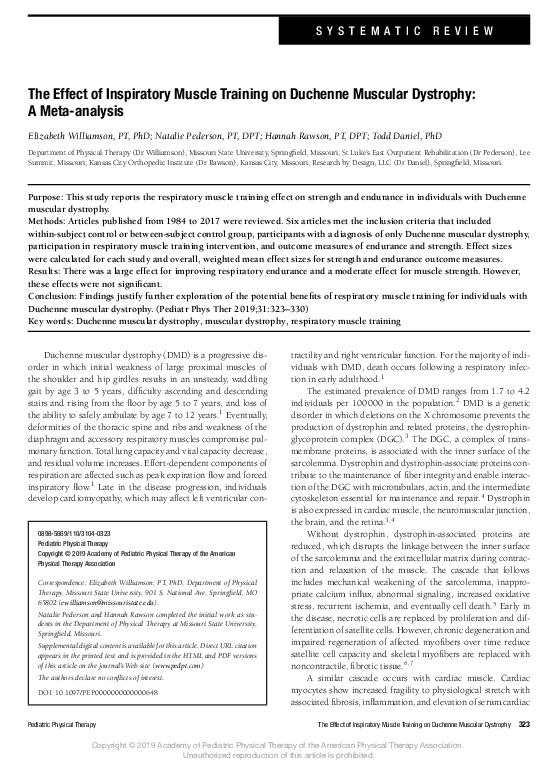 (PDF) The Effect of Inspiratory Muscle Training on Duchenne Muscular ...