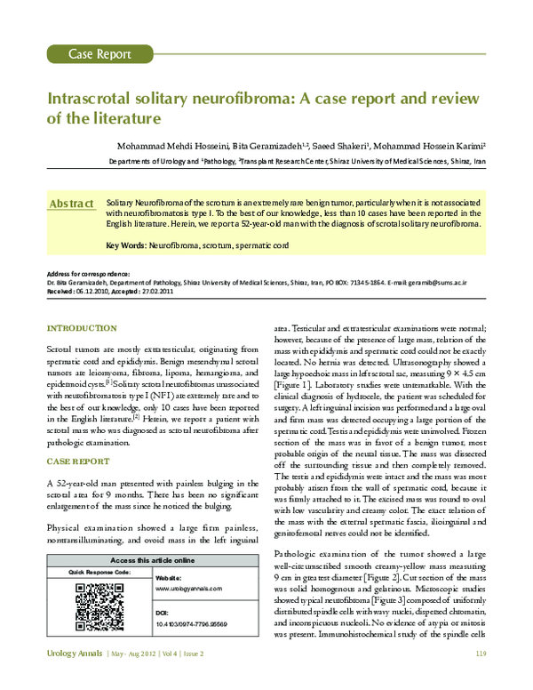 (PDF) Intrascrotal solitary neurofibroma: A case report and review of ...