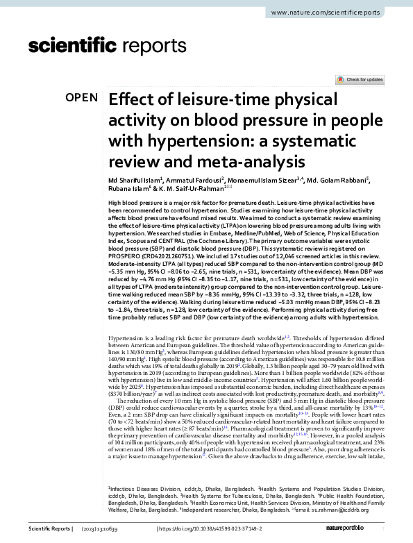 (PDF) Effect of leisure-time physical activity on blood pressure in ...
