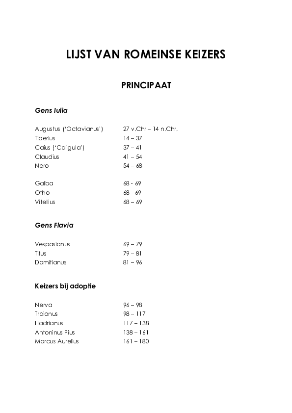 (PDF) LIJST VAN ROMEINSE KEIZERS PRINCIPAAT