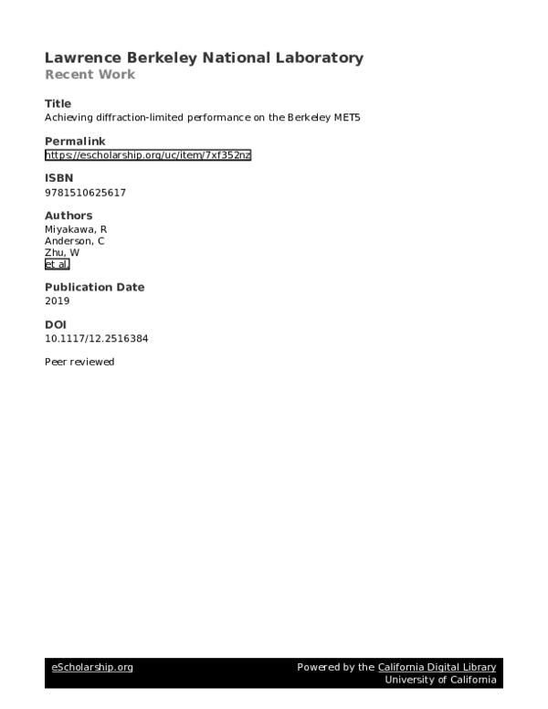 (PDF) Achieving diffraction-limited performance on the Berkeley MET5