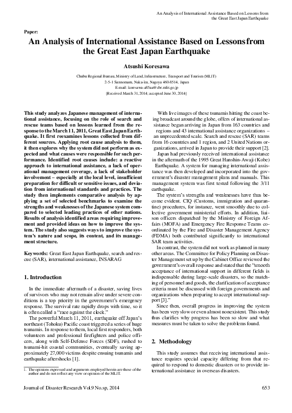 (PDF) An Analysis of International Assistance Based on Lessons from the ...