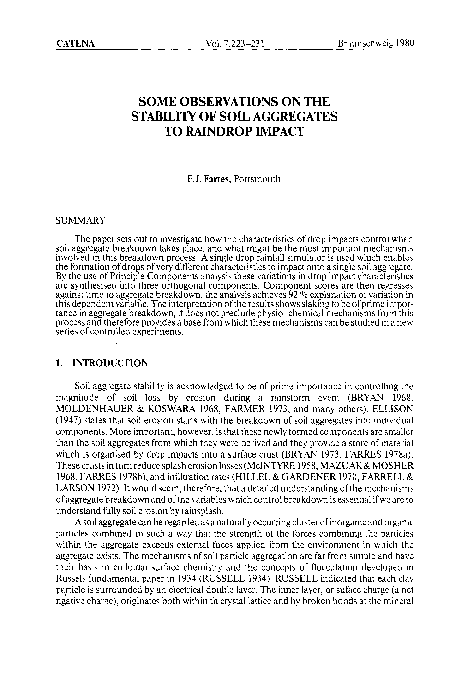 (PDF) Some observations on the stability of soil aggregates to raindrop ...