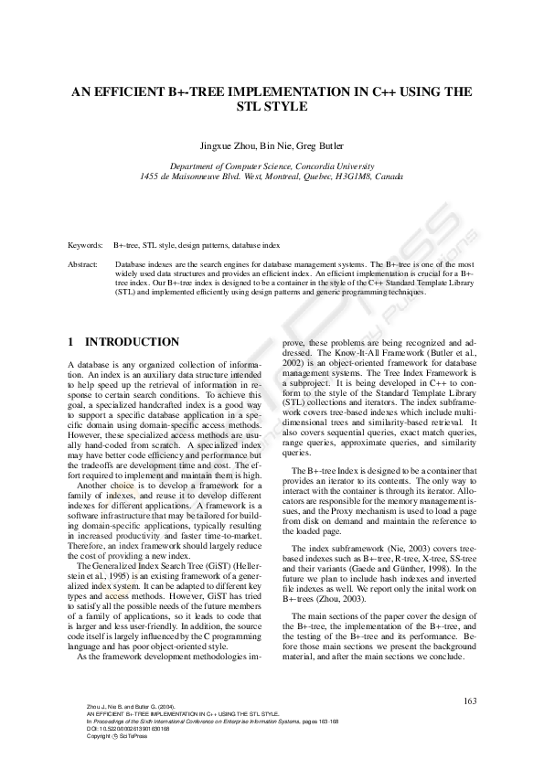 (PDF) An Efficient B+-Tree Implementation in C++ Using the STL Style