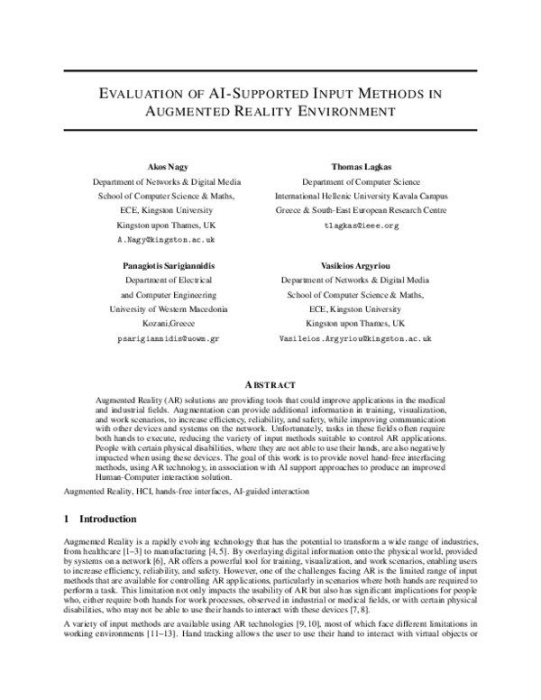 (PDF) Evaluation of Ai-Supported Input Methods in Augmented Reality ...