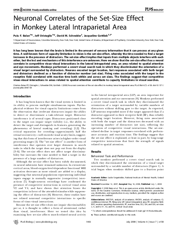 (PDF) Neuronal Correlates of the Set-Size Effect in Monkey Lateral ...