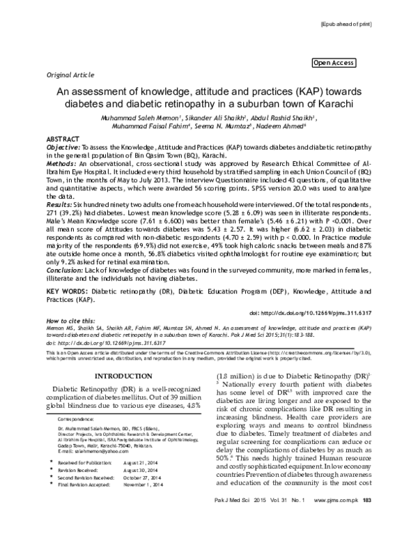 (PDF) An Assessment of Knowledge, Attitude and Practices (Kap) Towards ...