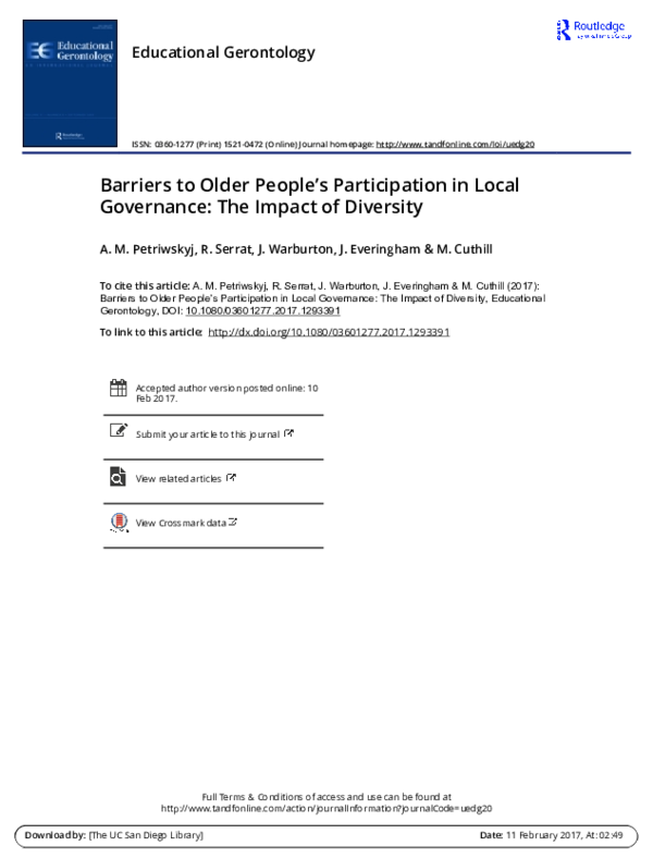 (PDF) Barriers to older people’s participation in local governance: The ...