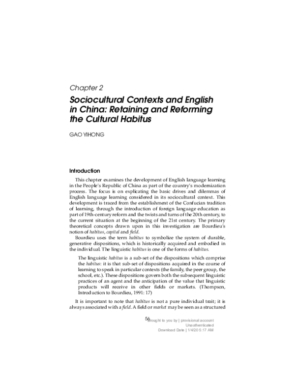 PDF) China and English: globalisation and the dilemmas of identity