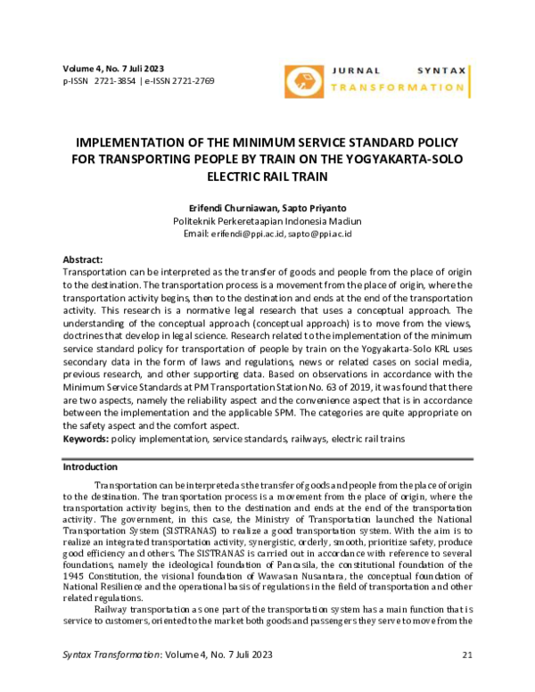 (PDF) Implementation of the Minimum Service Standard Policy for ...