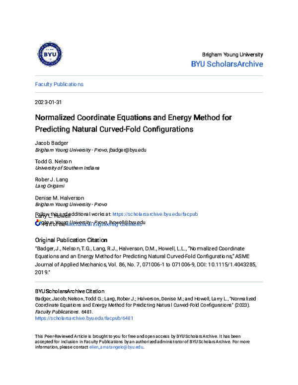 (PDF) Normalized Coordinate Equations and an Energy Method for ...