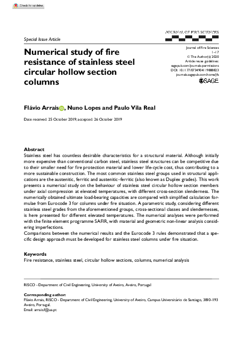 (PDF) Numerical study of fire resistance of stainless steel circular ...