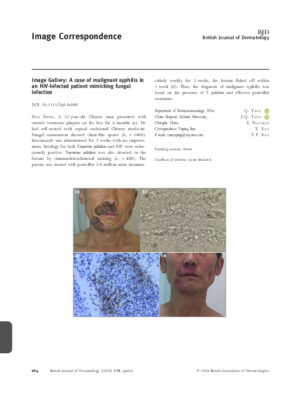(PDF) Image Gallery: A case of malignant syphilis in an HIV ‐infected ...