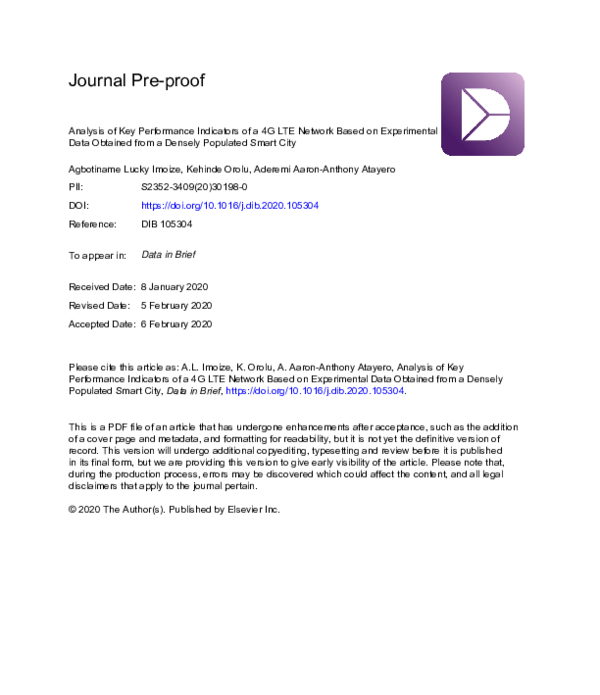 (PDF) Analysis of key performance indicators of a 4G LTE network based ...