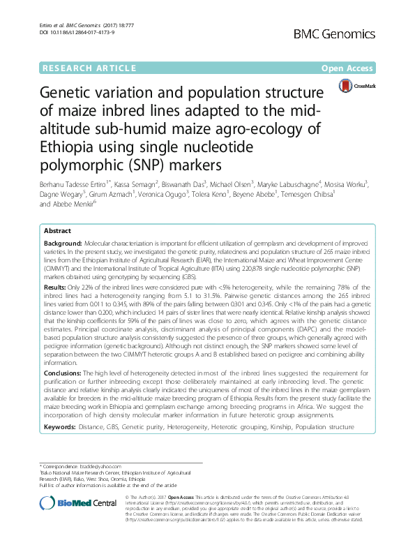 (PDF) Genetic variation and population structure of maize inbred lines ...