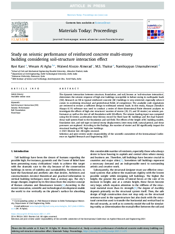 (PDF) Study on seismic performance of reinforced concrete multi-storey ...
