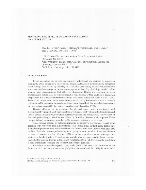 (PDF) Modeling the Effects of Urban Vegetation on Air Pollution