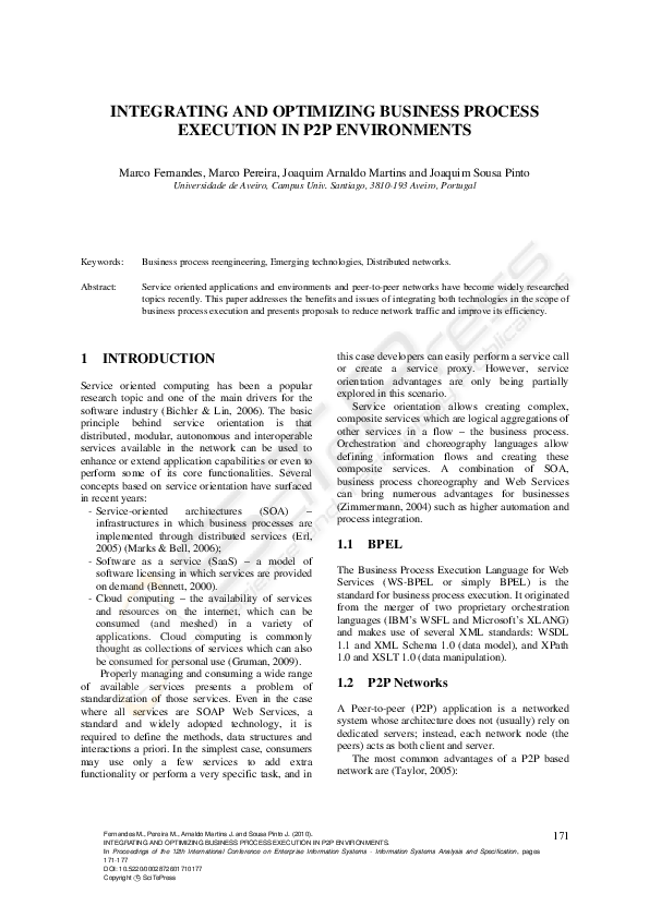 (PDF) Integrating and Optimizing Business Process Execution in P2P ...