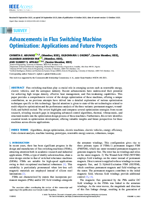 (PDF) Advancements in Flux Switching Machine Optimization: Applications ...