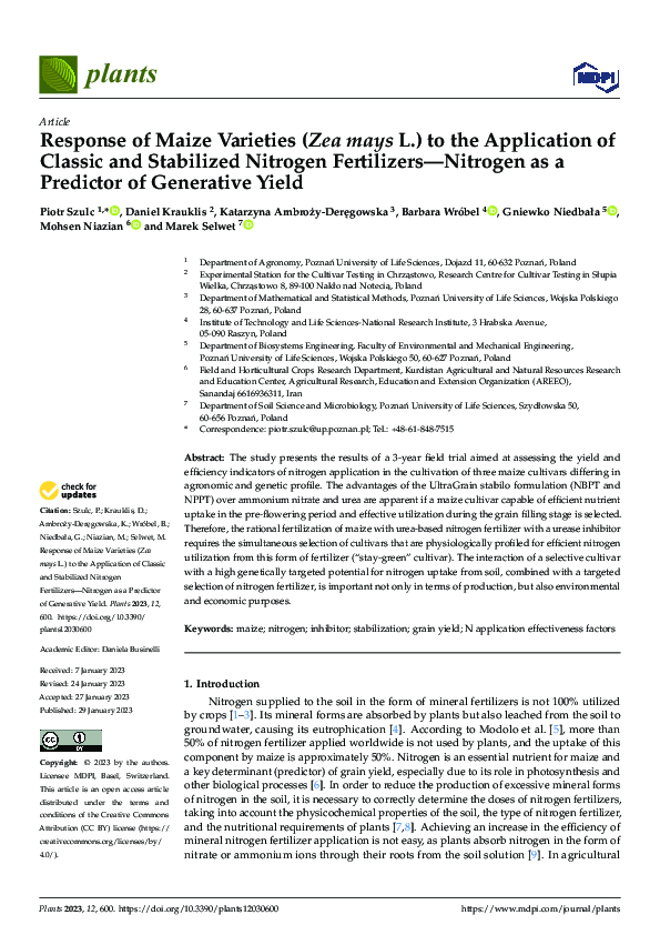 (PDF) Response of Maize Varieties (Zea mays L.) to the Application of ...