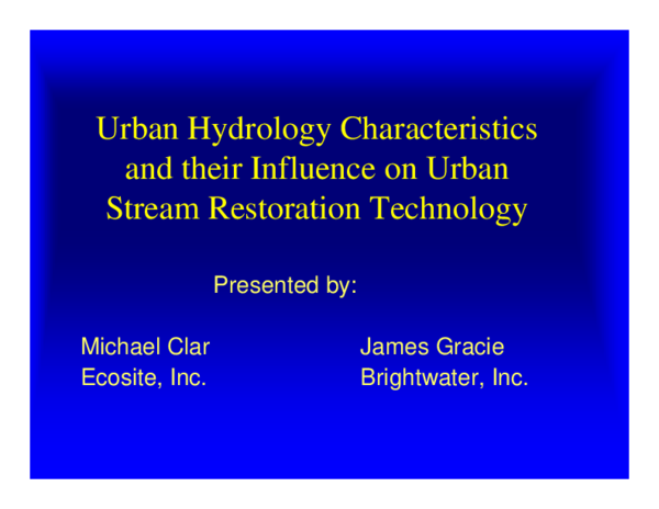 (PDF) Urban Hydrology Characteristics and their Influence on Urban ...