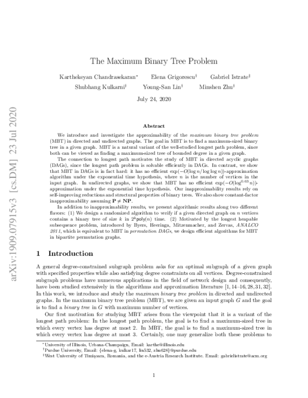 (PDF) The Maximum Binary Tree Problem