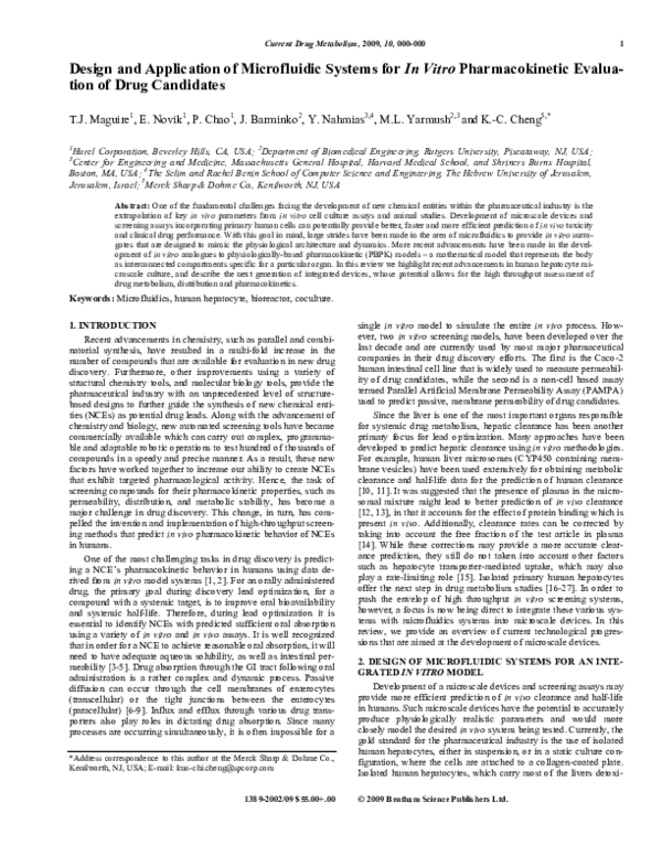 (PDF) Design and Application of Microfluidic Systems for In Vitro ...