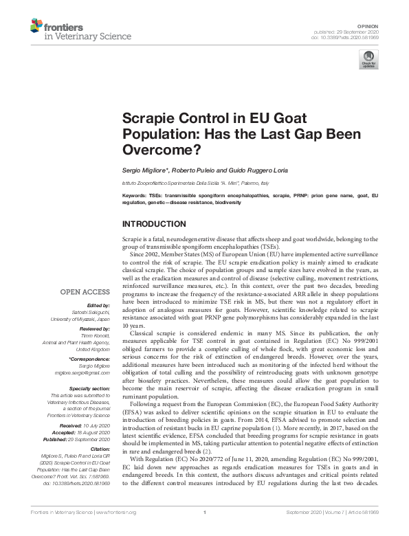 (PDF) Scrapie Control in EU Goat Population: Has the Last Gap Been ...