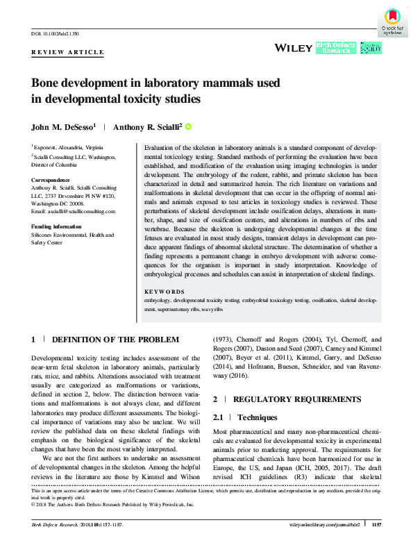 (PDF) Bone development in laboratory mammals used in developmental ...