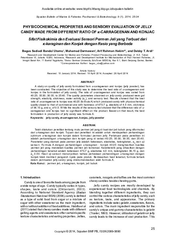 (PDF) PHYSICOCHEMICAL PROPERTIES AND SENSORY EVALUATION OF JELLY CANDY ...