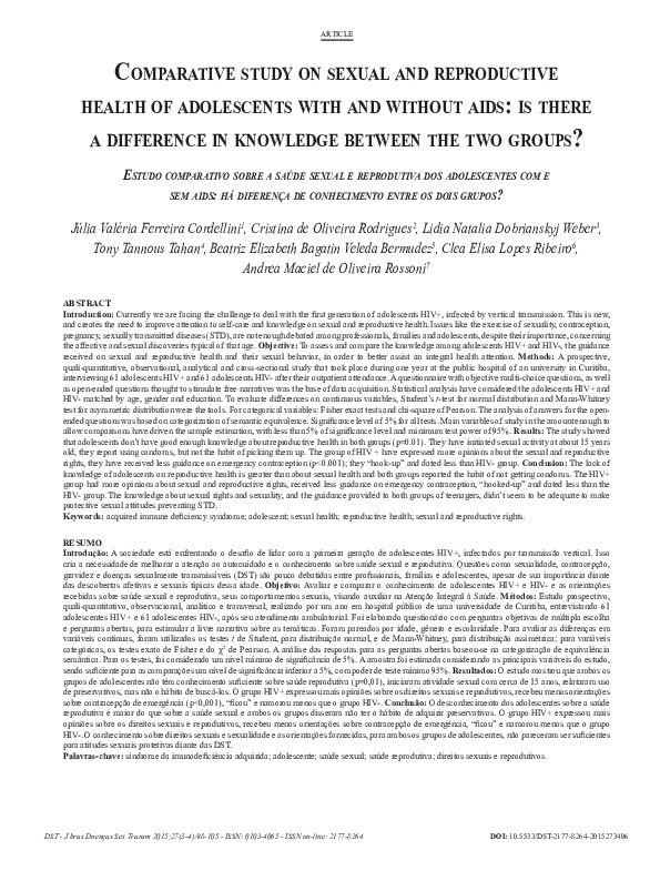 (PDF) Comparative Study on Sexual and Reproductive Health of ...