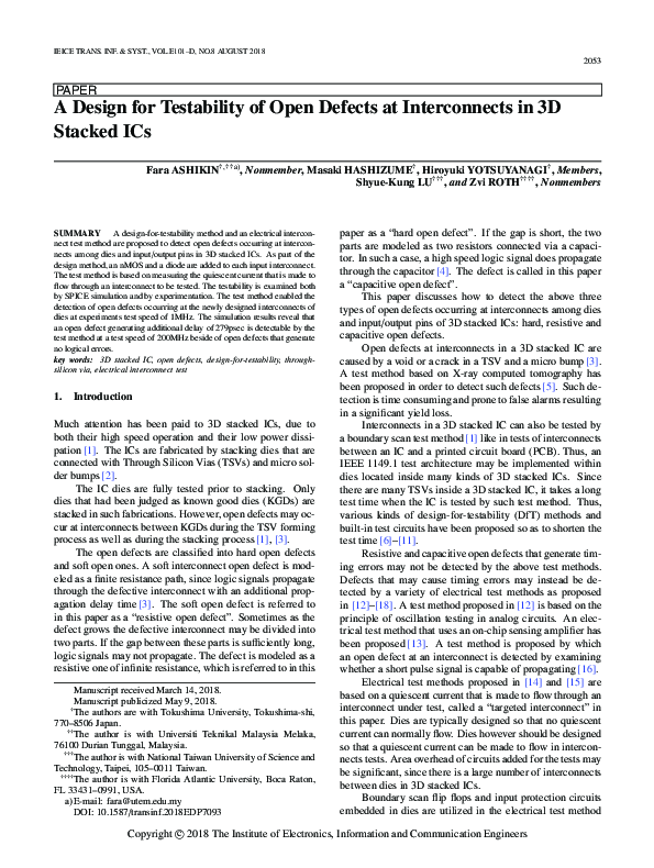 (PDF) A Design for Testability of Open Defects at Interconnects in 3D ...