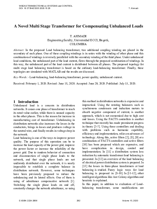 (PDF) A Novel Multi Stage Transformer for Compensating Unbalanced Loads