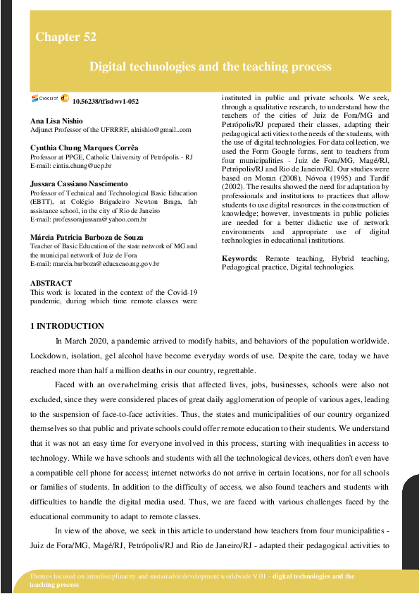 (PDF) Digital technologies and the teaching process