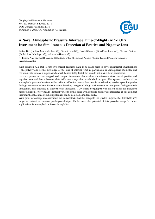 (PDF) A Novel Atmospheric Pressure Interface Time-of-Flight (APi-TOF ...