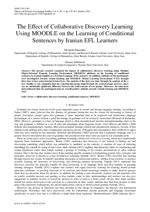 (PDF) The Effect of Collaborative Discovery Learning Using MOODLE on ...