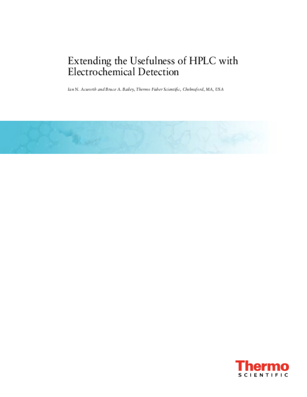 (PDF) Extending the Usefulness of HPLC with Electrochemical Detection