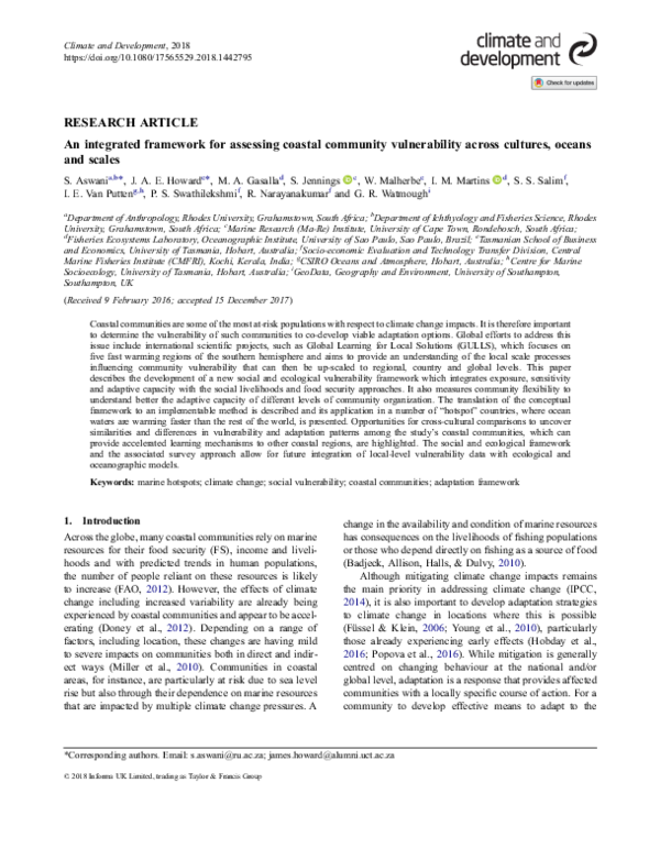 (PDF) An integrated framework for assessing coastal community ...