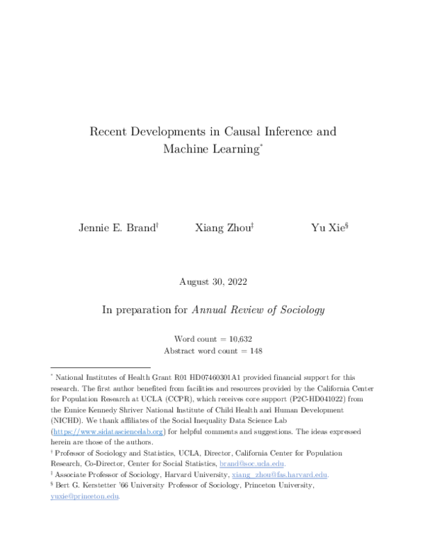 (PDF) Recent Developments in Causal Inference and Machine Learning