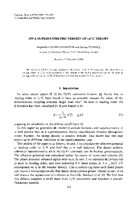 (PDF) On a supersymmetric version of (φ2)33 theory