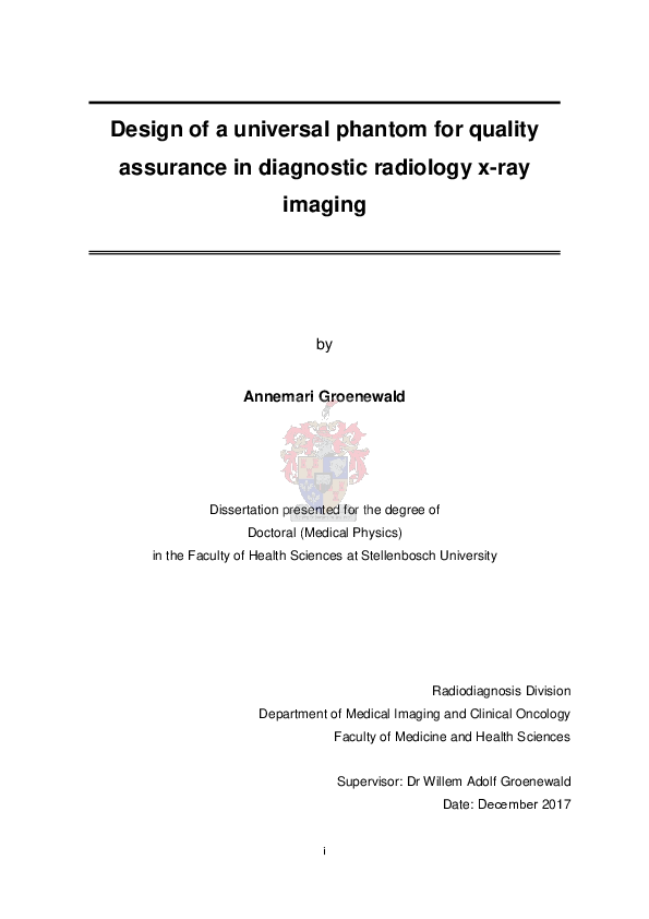 (PDF) Design of a universal phatom for quality assurance in diagnostic ...