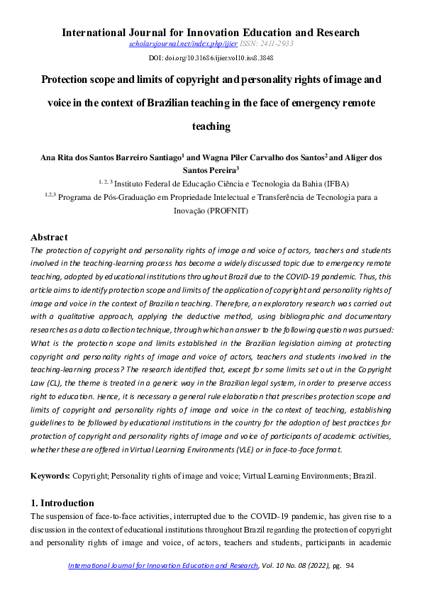 (PDF) Protection scope and limits of copyright and personality rights ...