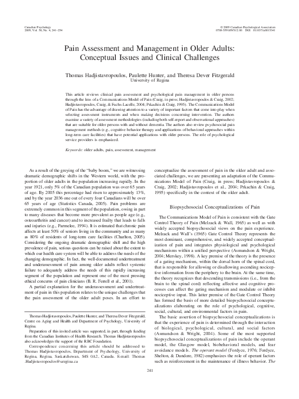 (PDF) Pain Assessment and Management in Older Adults