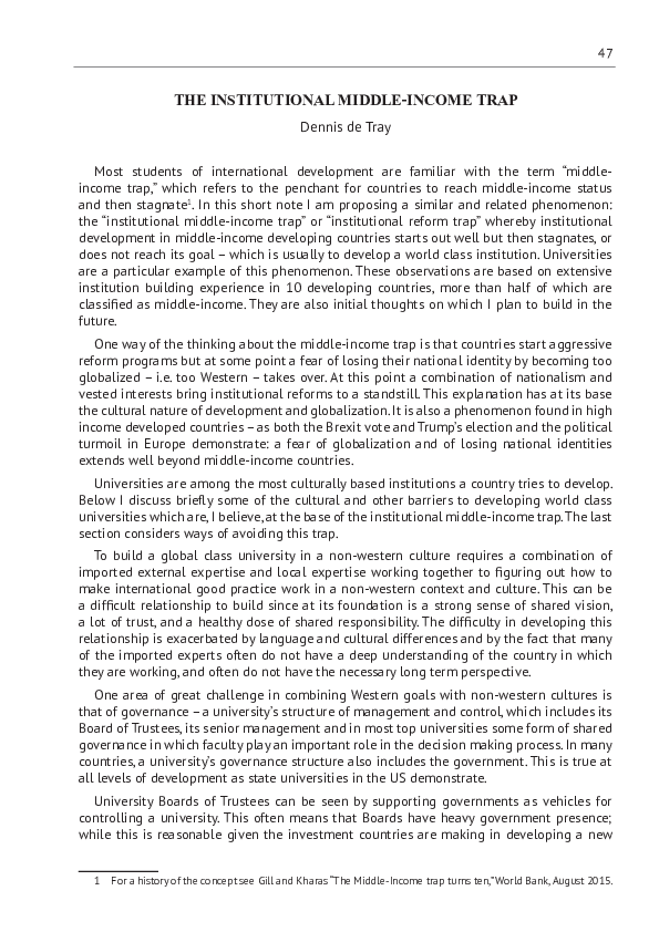 (PDF) The Institutional Middle-Income Trap