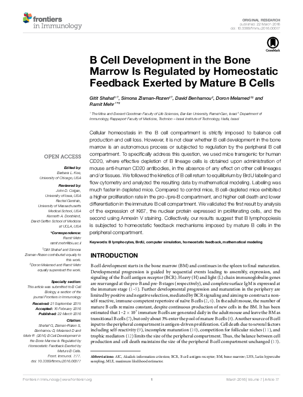 (PDF) B Cell Development in the Bone Marrow Is Regulated by Homeostatic ...