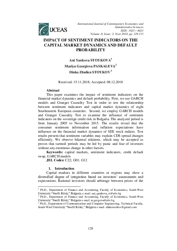 (PDF) Impact of sentiment indicators on the capital market dynamics and ...