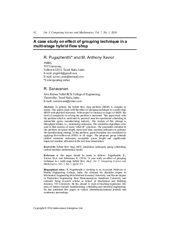 (PDF) A case study on effect of grouping technique in a multi-stage ...