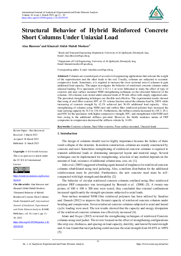 (PDF) Structural Behavior of Hybrid Reinforced Concrete Short Columns ...